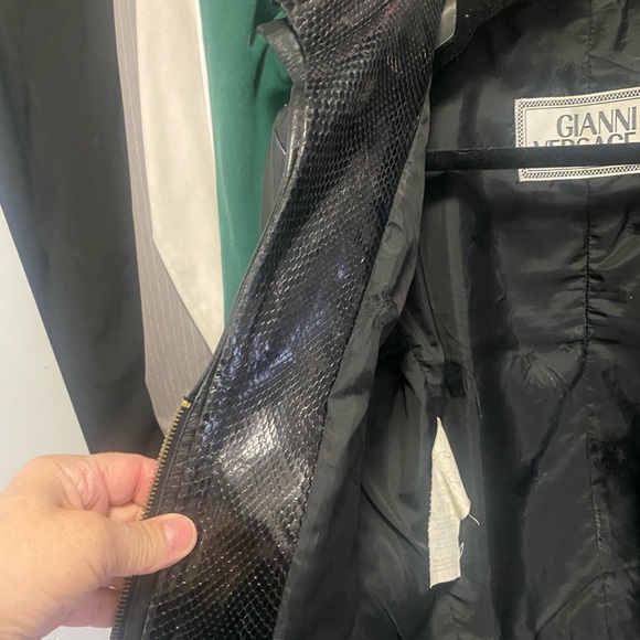 Gianni Versace Black Gorgeous Soft Leather Jacket with Snake Skin Accents Size S - Picture 8 of 11